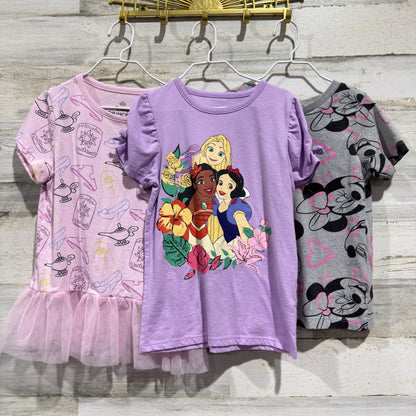Disney Princess Minnie Mouse T-Shirt Bundle Girls 6 Pink Purple Grey Cotton EUC0