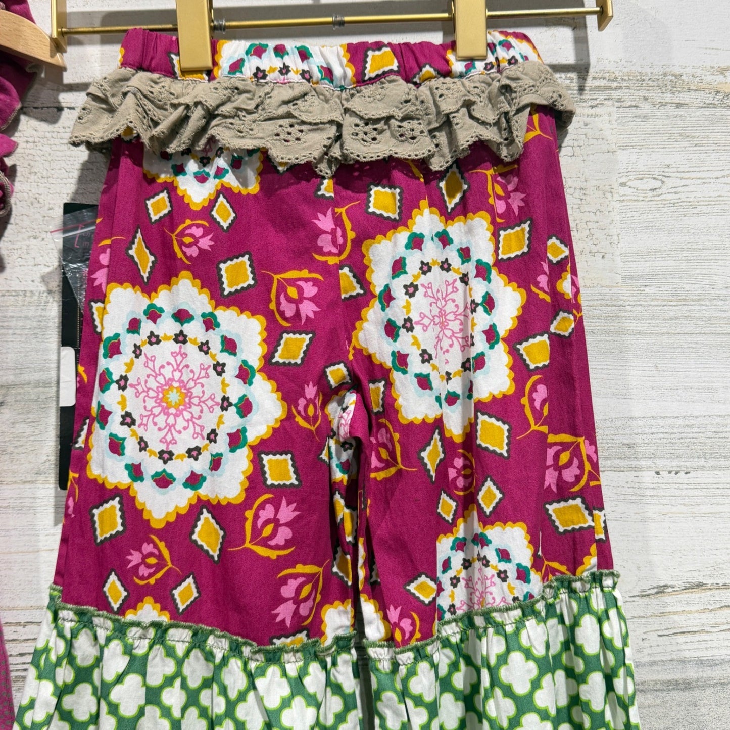 Mustard Pie Outfit Set Girls 4 Magenta Floral Ruffle Boutique Boho NWT7