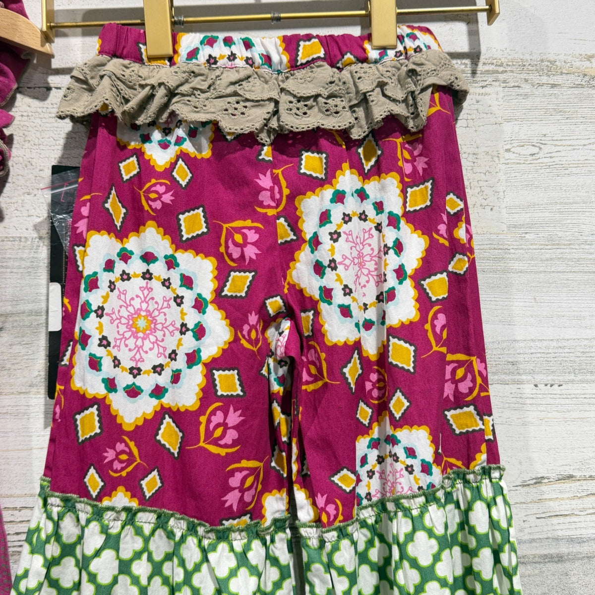Mustard Pie Outfit Set Girls 4 Magenta Floral Ruffle Boutique Boho NWT7