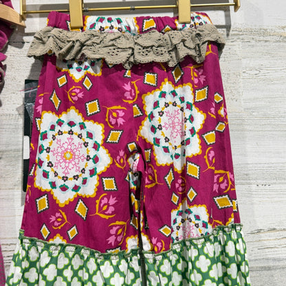 Mustard Pie Outfit Set Girls 4 Magenta Floral Ruffle Boutique Boho NWT7