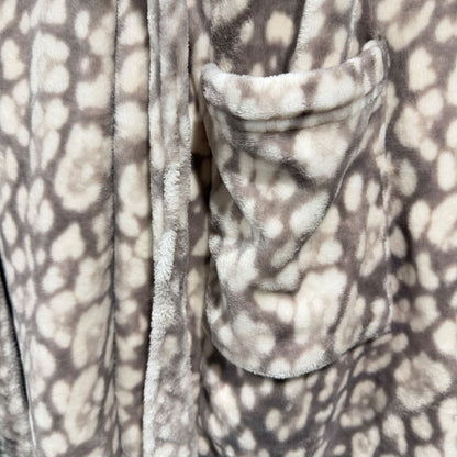 Soma Plush Robe Women XXL Tan Snow Leopard Animal Print Loungewear EUC6