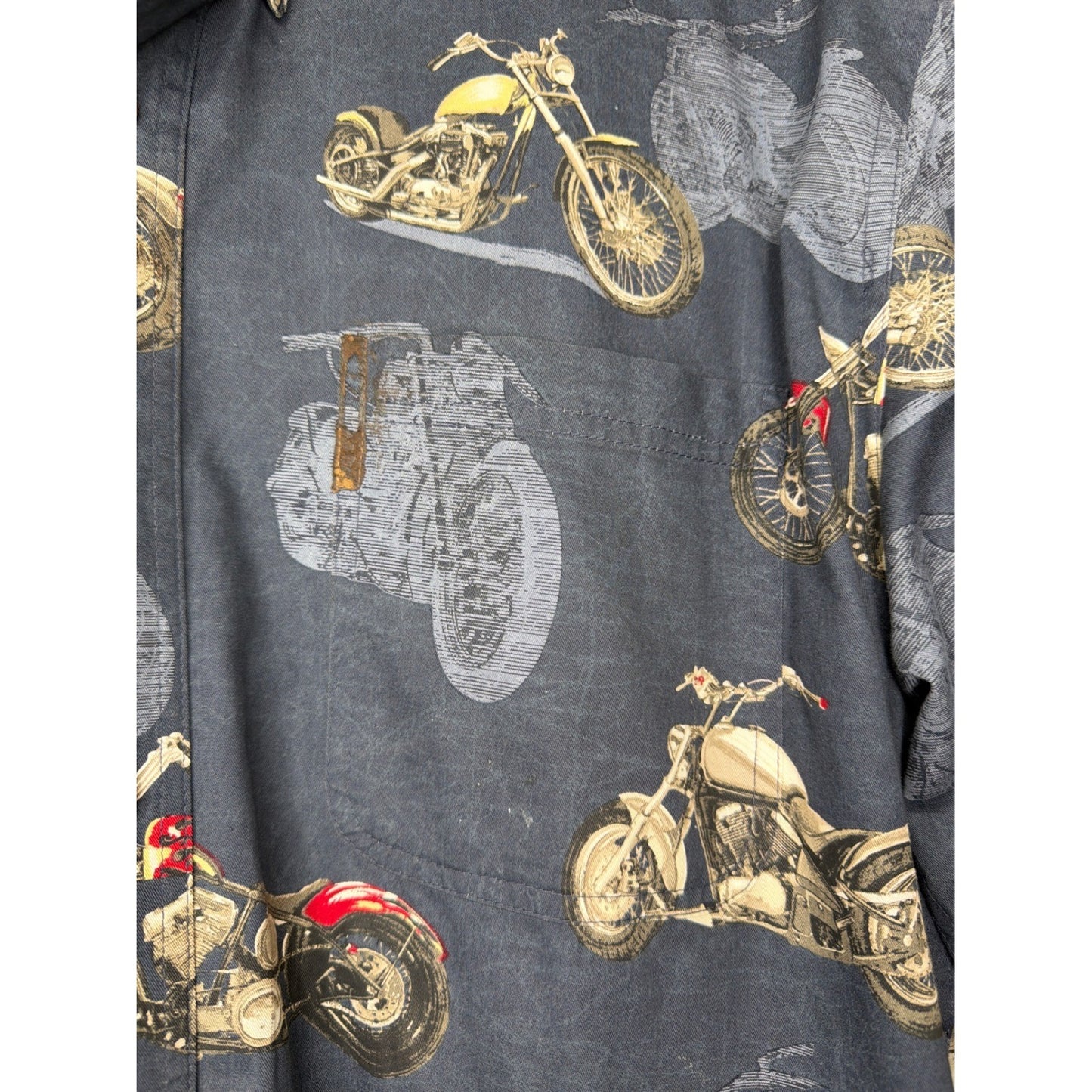 Clearwater Outfitters Button Down Shirt Men Large Blue Motorcycle Biker *Flawed3