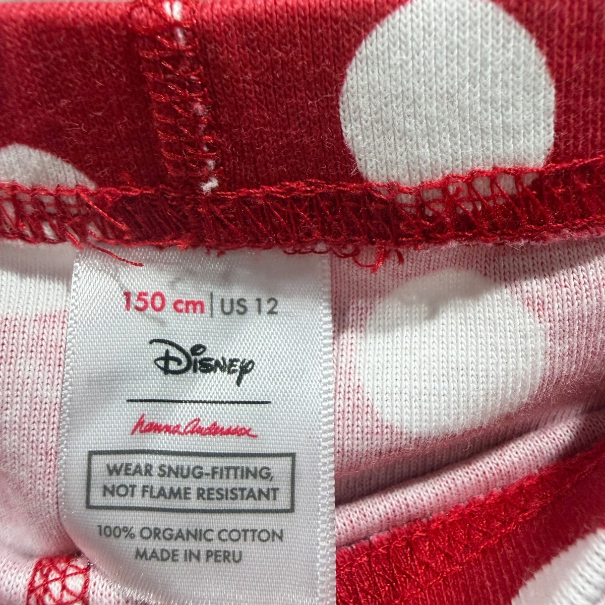 Hanna Andersson Disney Pajama Shorts Girls 12 Red Polka Dot Organic Cotton EUC1
