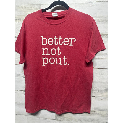 Graphic T-Shirt Women M Red Better Not Pout Holiday EUC0