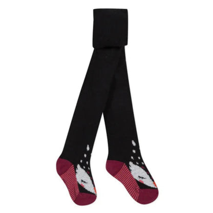 Catimini Fox Tights Kids 4-6m Black Burgundy Animal Print Knit NWT0