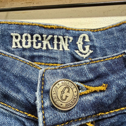 Rockin G Jeans Girls 12 Blue Bootcut Stretch Western Cowgirl EUC1