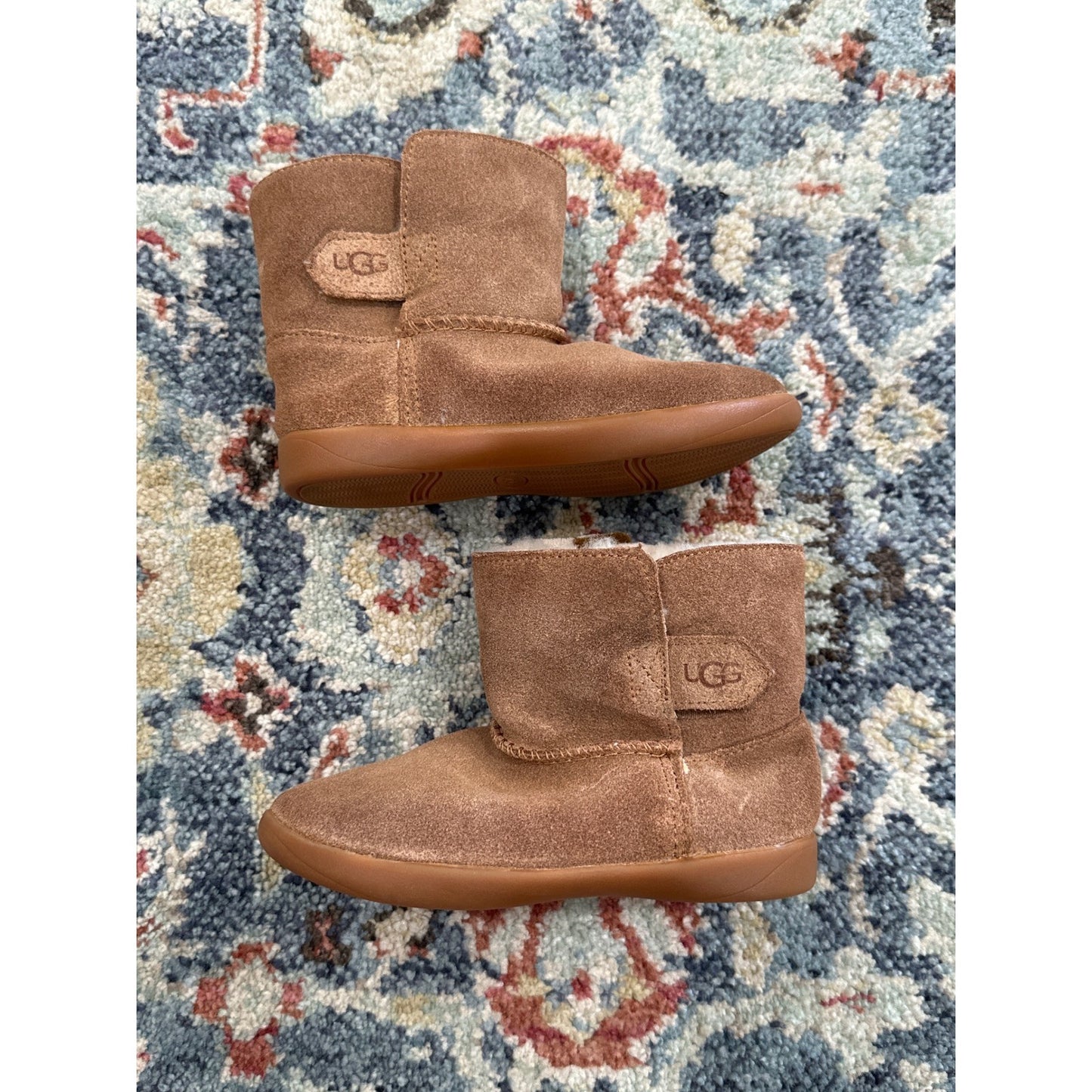 UGG Keelan Boots Toddler 9 Chestnut Brown Suede Shearling Lined5