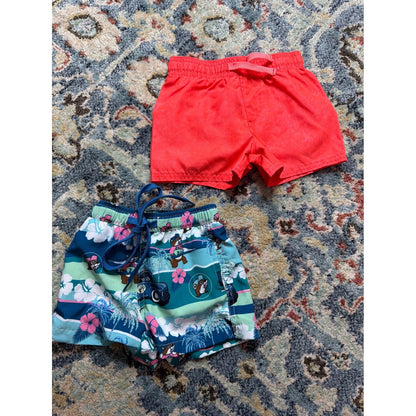 Buc-ee's Carters Swim Trunks Boys 6-9M Tropical Bundle EUC0