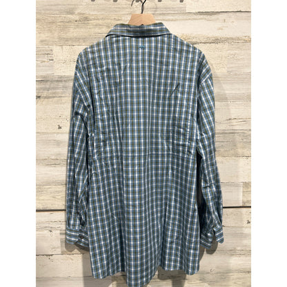 Onward Reserve Button Down Men XXL Blue Green Plaid Gingham Preppy EUC4