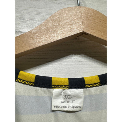 Boutique Bulldogs Tunic Top Girls 10/12 Black Yellow Stripe Polka Dot EUC2
