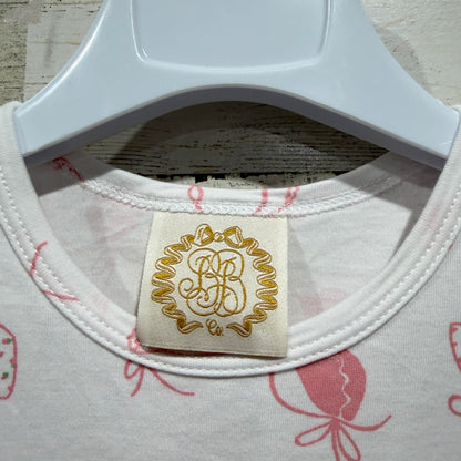 The Beaufort Bonnet Company Dress Girls 3T White Pink Bonnet Print *Flawed1