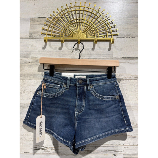 Shyanne Denim Shorts Women 27 Blue High Rise Rhinestone Western Cowgirl NWT0