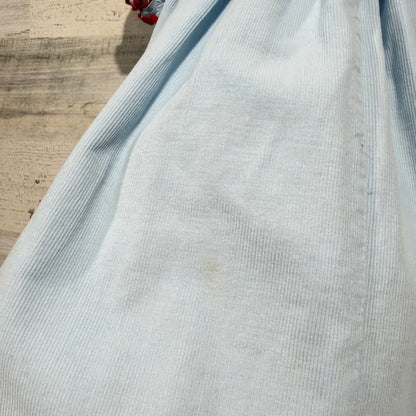 Smocktions Smocked Dress 2T Blue Corduroy Snowman Christmas Holiday *Flawed9
