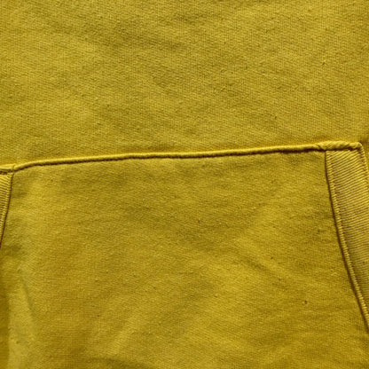 Champion Script Logo Hoodie Women Small Yellow Poly Cotton Athleisure Flawed*2