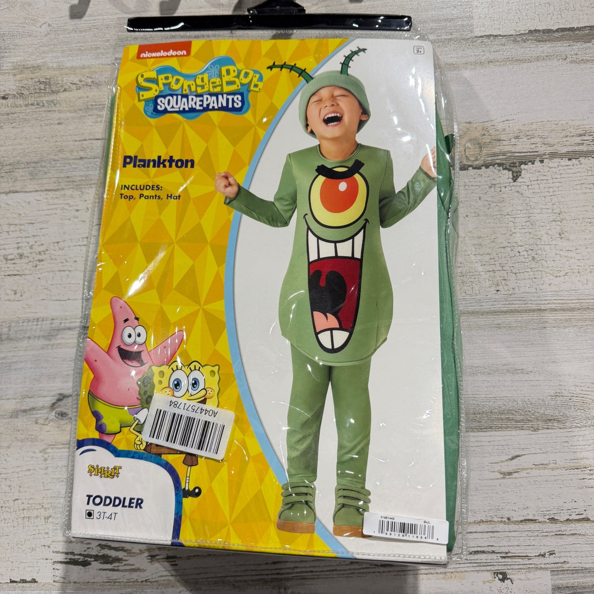 Plankton Costume Toddler 3T-4T Green SpongeBob SquarePants Cartoon NWT0