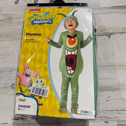 Plankton Costume Toddler 3T-4T Green SpongeBob SquarePants Cartoon NWT0