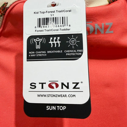 Stonz Sun Top Kids 5T Coral Forest Trail Rash Guard Naturecore NWT6