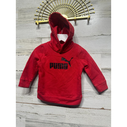 Puma Hoodie Boys 6-9M Red Logo Graphic Fleece Pullover EUC0