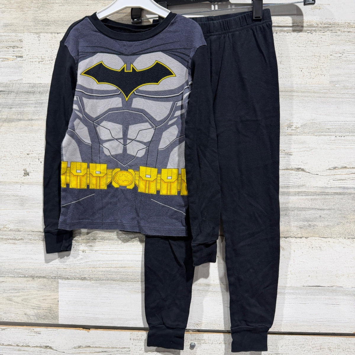 Justice League Batman Pajama Set Boys Size 8 Black Grey Muscle Graphic GUC*0