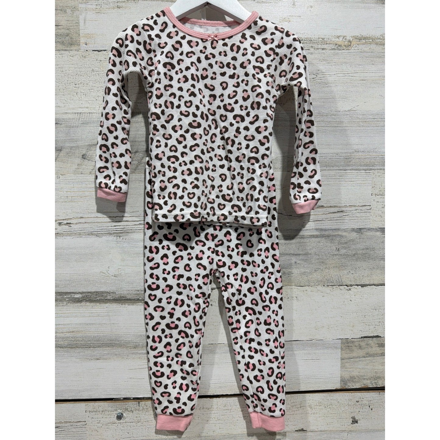 Jessica Simpson H&M Bundle Girls 2T Pink Leopard Corduroy Pinafore Pajamas EUC4