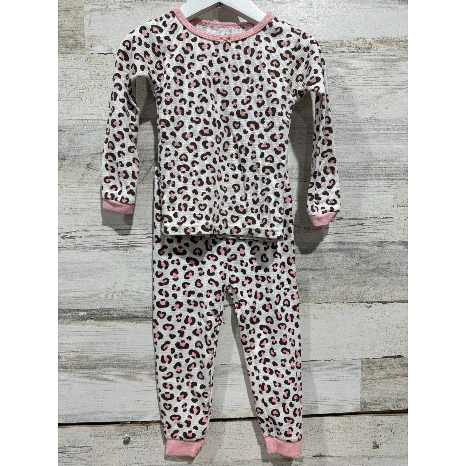 Jessica Simpson H&M Bundle Girls 2T Pink Leopard Corduroy Pinafore Pajamas EUC4