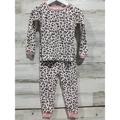 Jessica Simpson H&M Bundle Girls 2T Pink Leopard Corduroy Pinafore Pajamas EUC4