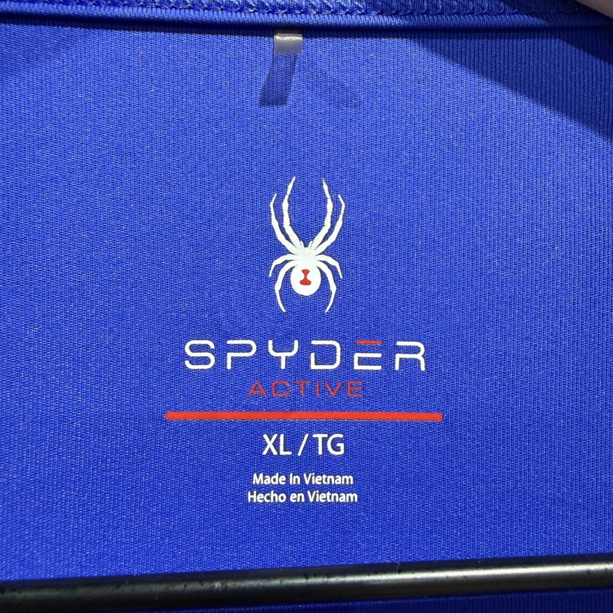 Spyder Active Top Women XL Blue Short Sleeve Mesh Panel Sporty EUC1