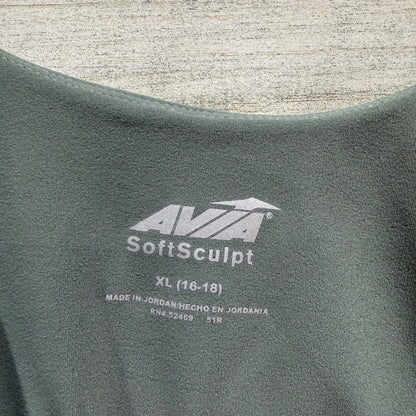 Avia SoftSculpt Tank Women XL Green Cropped Shelf Bra Athleisure EUC1