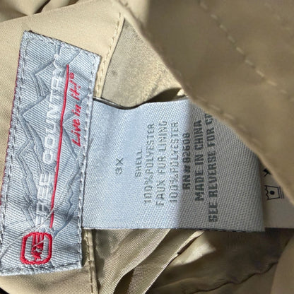 Free Country Jacket Women 3X Tan Faux Fur Lined Hooded EUC2
