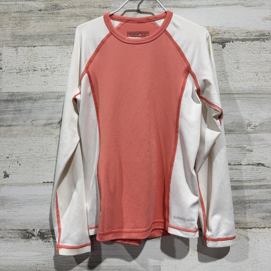 Patagonia Capilene Silkweight Rash Guard Kids S 7-8 Coral White Sport0