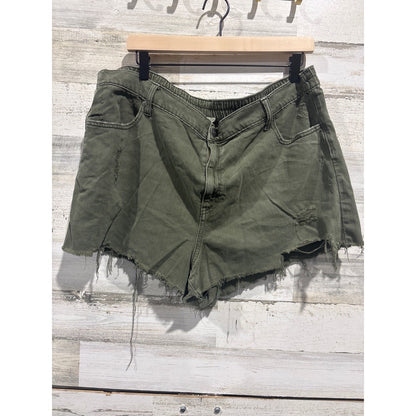 Aerie Denim Shorts Women XXL Olive Green Distressed Raw Hem Festival0