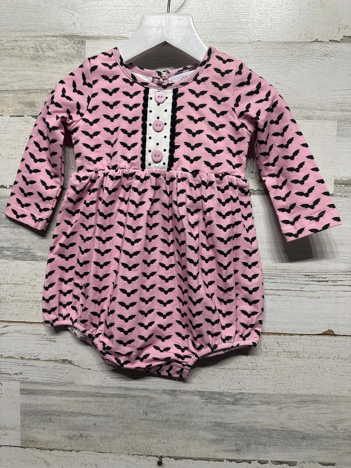 Swoon Baby Bubble Romper Girls 9M Pink Black Bat Print Halloween NWT0
