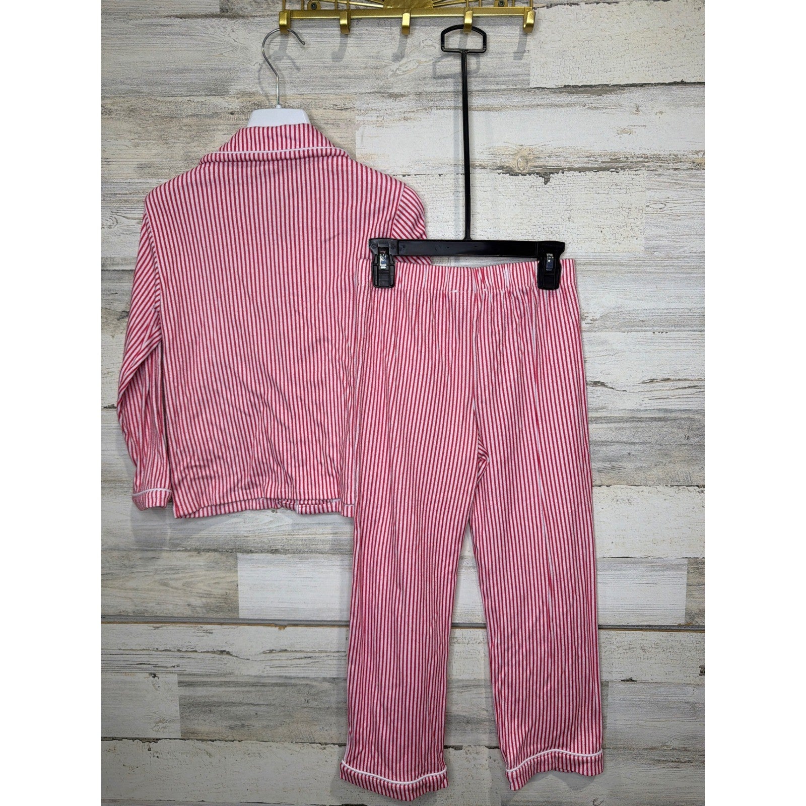 Beaufort Bonnet Company Pajama Set Boys 7 Red Stripe Preppy Sleepwear *Flawed3