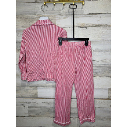 Beaufort Bonnet Company Pajama Set Boys 7 Red Stripe Preppy Sleepwear *Flawed3