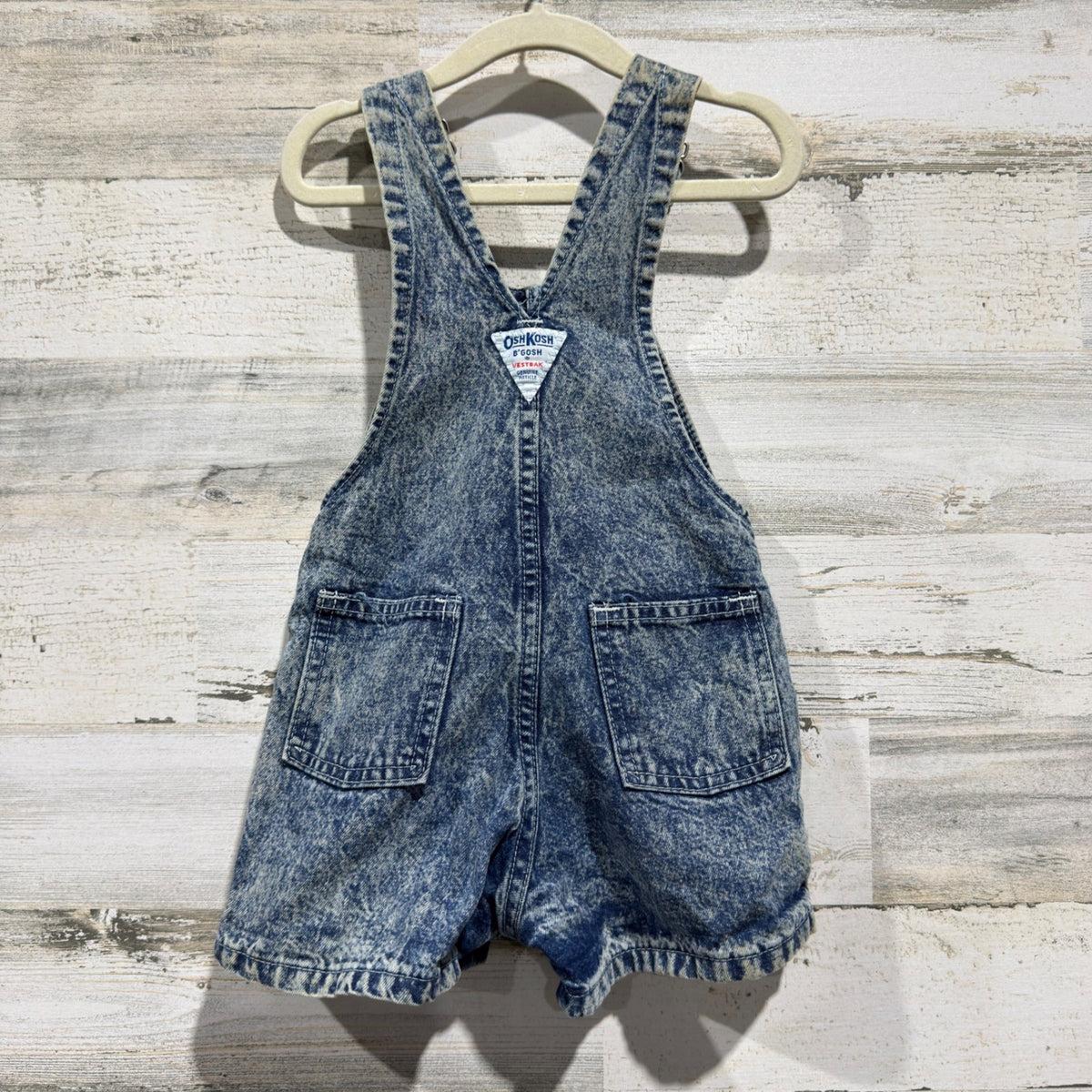 Vintage OshKosh B'gosh Vestbak Shortalls Kids 3T Blue Acid Wash Denim5