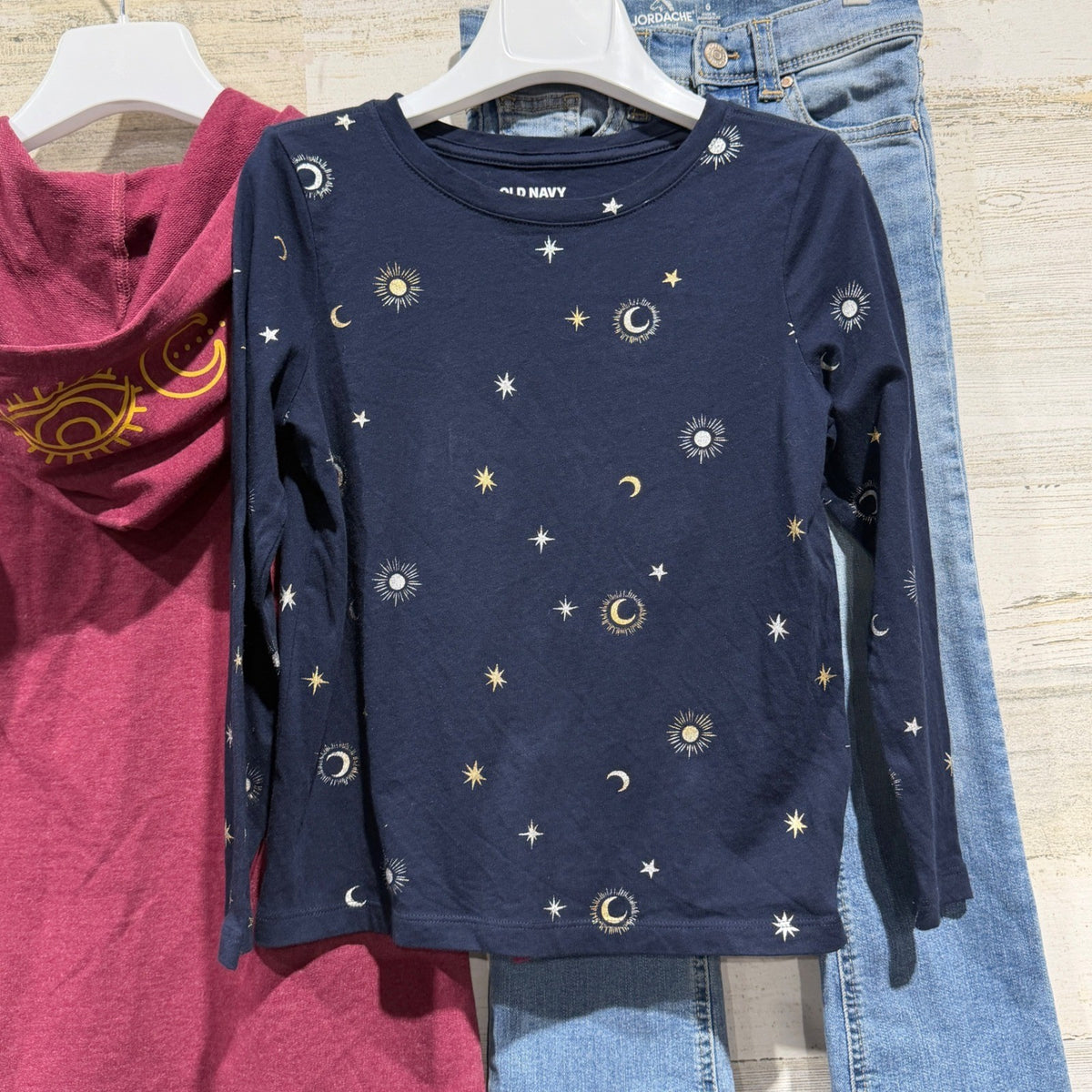 Disney Hocus Pocus Dress Old Navy Tee Set S 6/6X Burgundy Navy Cotton Blend6