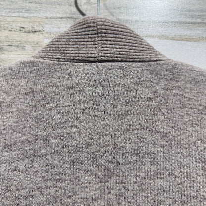 Bobeau Cardigan Women M Taupe Open Front Ribbed Pocket Soft Minimalist EUC4
