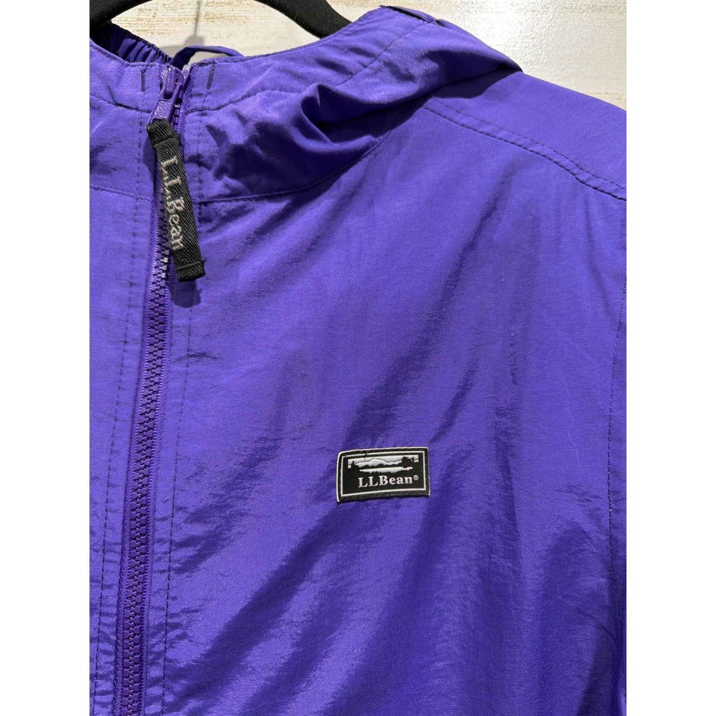 LL Bean Windbreaker Jacket Kids 8 Purple Hooded Full Zip Gorpcore EUC1