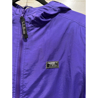 LL Bean Windbreaker Jacket Kids 8 Purple Hooded Full Zip Gorpcore EUC1