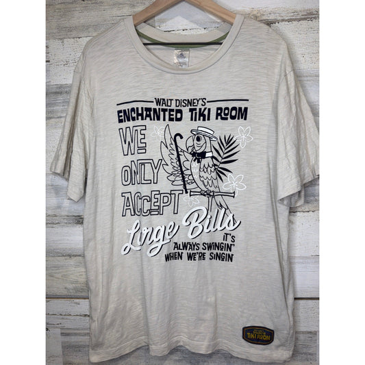 Disney Enchanted Tiki Room Shirt Adult Medium Beige Large Bills Graphic Tee0