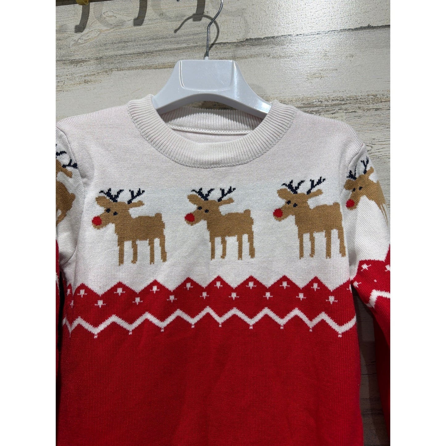 Holiday Shirts Boys 7/8 Navy Red Smocked Santa Reindeer Winter EUC2