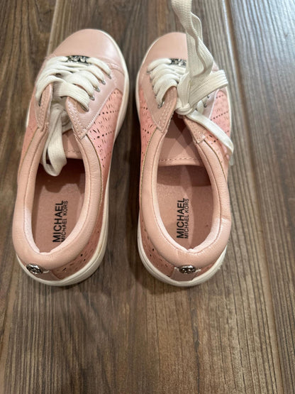 Michael Kors Sneakers Girls Size 3 Pink Laser Cut Floral Glitter GUC2