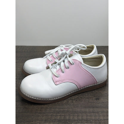 FootMates Saddle Oxford Girls 12W White Pink Leather Classic Preppy EUC1