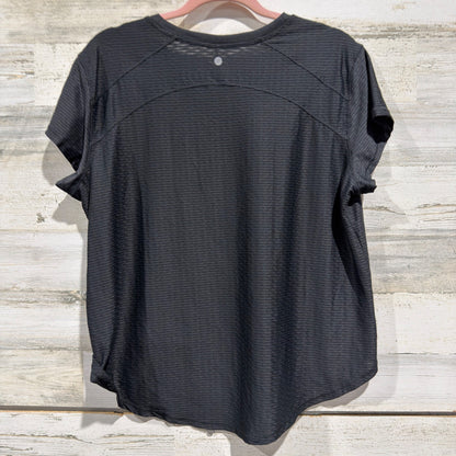 CALIA Renew Tee Women XL Pure Black Textured Wicking Activewear NWT5