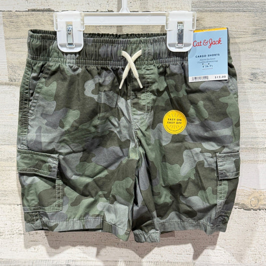 Cat & Jack Cargo Shorts Boys S 6/7 Green Camo Drawstring Utility Gorpcore NWT0