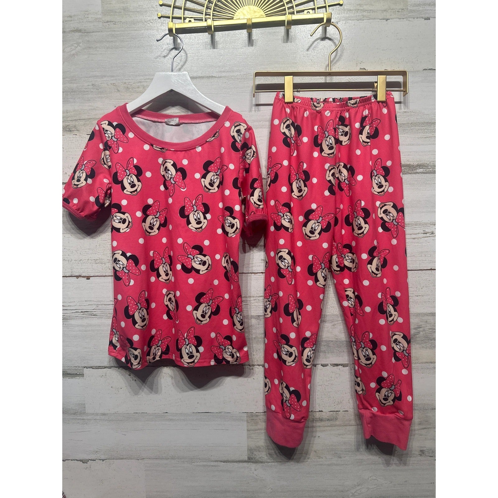 Girls 7-8 Pink Minnie Mouse Polka Dot Set0