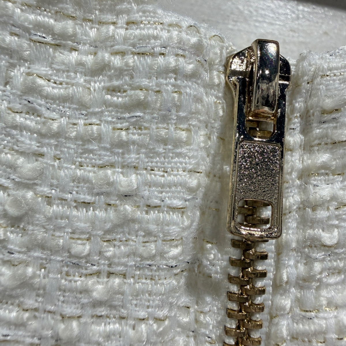 GB Girls Tiered Tweed Dress Girls Size 7 Cream Gold Metallic Holiday Preppy EUC4