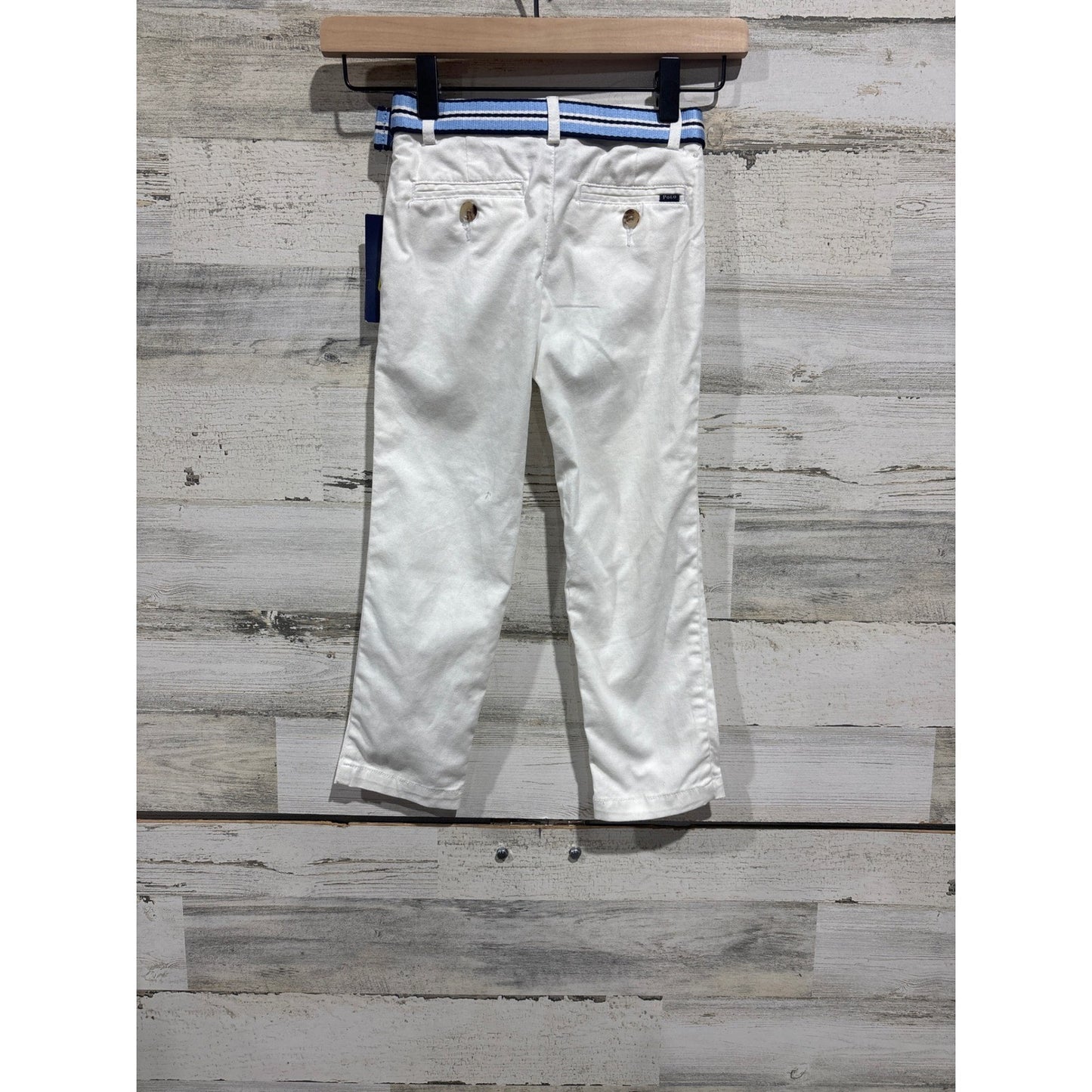 Polo Ralph Lauren Chino Pants Boys 4T White Belted Preppy NWT *Flawed1