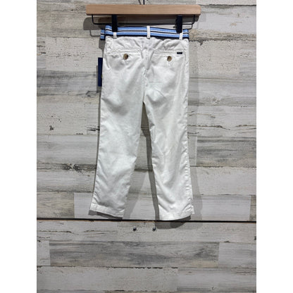 Polo Ralph Lauren Chino Pants Boys 4T White Belted Preppy NWT *Flawed1