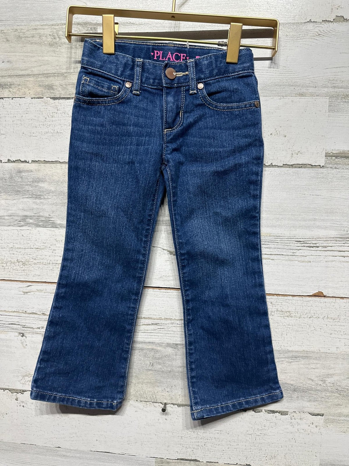 The Childrens Place Bootcut Jeans Kids 4 Blue Heart Hardware NWOT0